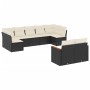 Set Divani da Giardino 9 pz con Cuscini Nero in Polyrattan