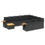 Set Divani da Giardino 11 pz con Cuscini in Polyrattan Nero