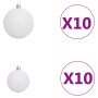 Set Natale con 120 Palline Punta e 300 Luci LED Bianco e Grigio