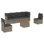 Set Divani da Giardino 7 pz con Cuscini Grigio in Polyrattan