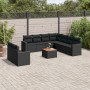 Set Divani da Giardino 10pz con Cuscini in Polyrattan Nero