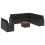 Set Divani da Giardino 10pz con Cuscini in Polyrattan Nero