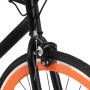 Bicicletta a Scatto Fisso Nera e Arancione 700c 55 cm