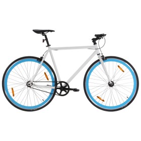 Bicicletta a Scatto Fisso Bianca e Blu 700c 51 cm