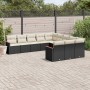 Set Divani da Giardino 11 pz con Cuscini in Polyrattan Nero