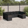 Set Divani da Giardino 9 pz con Cuscini Nero in Polyrattan