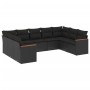 Set Divani da Giardino 9 pz con Cuscini Nero in Polyrattan