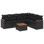 Set Divani da Giardino con Cuscini 7pz Nero Polyrattan