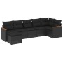 Set Divani da Giardino con Cuscini 7pz Nero Polyrattan