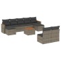 Set Divano da Giardino 10 pz con Cuscini Grigio in Polyrattan