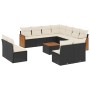 Set Divani da Giardino 12 pz con Cuscini Nero in Polyrattan