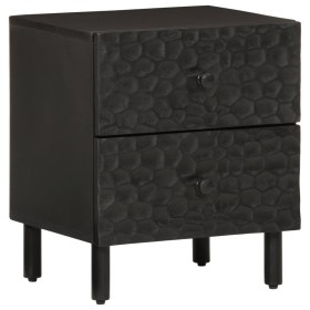 Comodino Nero 40x33x46 cm in Legno Massello di Mango