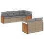 Set Divani da Giardino 7 pz con Cuscini Beige in Polyrattan