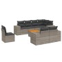 Set Divano da Giardino 9 pz con Cuscini Grigio in Polyrattan