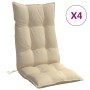 Cuscini per Sedia con Schienale Alto 4 pz Beige Tessuto Oxford