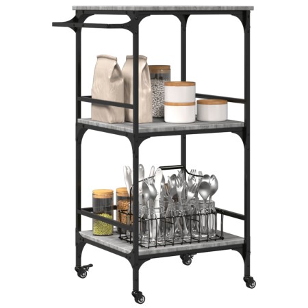 Carrello da Cucina Grigio Sonoma 60,5x50x105 cm