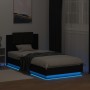 Giroletto con Testiera e LED Nero 100x200 cm