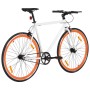 Bicicletta a Scatto Fisso Bianca e Arancione 700c 59 cm