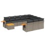 Set Divani da Giardino 11 pz con Cuscini in Polyrattan Grigio