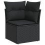 Set Divani da Giardino 13pz con Cuscini Nero in Polyrattan