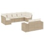 Set Divano da Giardino 9 pz con Cuscini Beige in Polyrattan