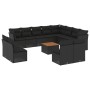 Set Divani da Giardino 13pz con Cuscini Nero in Polyrattan