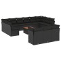 Set Divani da Giardino 14pz con Cuscini in Polyrattan Nero