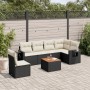 Set Divani da Giardino con Cuscini 7pz Nero Polyrattan