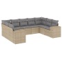 Set Divano da Giardino 9 pz con Cuscini Beige in Polyrattan