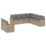 Set Divano da Giardino 9 pz con Cuscini Beige Misto Polyrattan