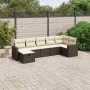 Set Divani da Giardino 7 pz con Cuscini Marrone in Polyrattan