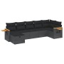 Set Divani da Giardino con Cuscini 7pz Nero Polyrattan