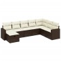 Set Divani da Giardino 8 pz con Cuscini Marrone in Polyrattan