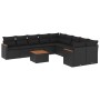 Set Divani da Giardino 11 pz con Cuscini in Polyrattan Nero