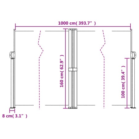 Tenda da Sole Laterale Retrattile Nera 160x1000 cm