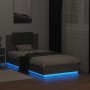 Giroletto con Testiera e LED Grigio Sonoma 75x190 cm