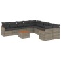 Set Divani da Giardino 11 pz con Cuscini in Polyrattan Grigio