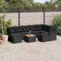 Set Divani da Giardino 10pz con Cuscini in Polyrattan Nero