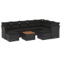 Set Divani da Giardino 10pz con Cuscini in Polyrattan Nero