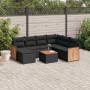 Set Divani da Giardino con Cuscini 8 pz Nero in Polyrattan