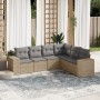 Set Divano da Giardino 6 pz con Cuscini Beige in Polyrattan