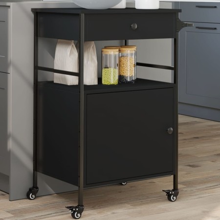 Carrello da Cucina Nero 56x43x89,5 cm in Legno Multistrato