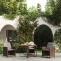 Tavolo da Giardino Marrone 109x107x74 cm in Polyrattan e Vetro