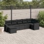 Set Divani da Giardino con Cuscini 7pz Nero Polyrattan