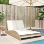 Lettino Prendisole con Cuscini Beige 114x205x73 cm Polyrattan