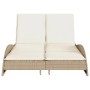 Lettino Prendisole con Cuscini Beige 114x205x73 cm Polyrattan