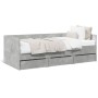 Divano Letto con Cassetti Grigio Cemento 100x200 cm Multistrato