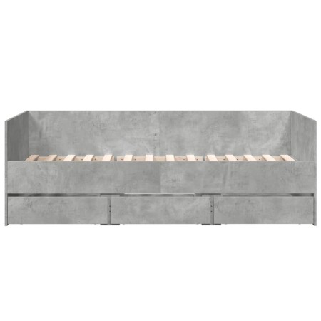 Divano Letto con Cassetti Grigio Cemento 90x190 cm Multistrato