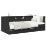 Divano Letto con Cassetti Nero 90x190 cm in Legno Multistrato