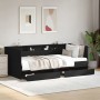 Divano Letto con Cassetti Nero 90x190 cm in Legno Multistrato